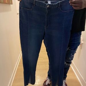 Denim jeans with slit front to show off a cute shoe